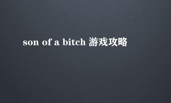 son of a bitch 游戏攻略