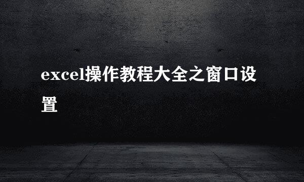 excel操作教程大全之窗口设置