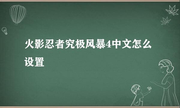 火影忍者究极风暴4中文怎么设置