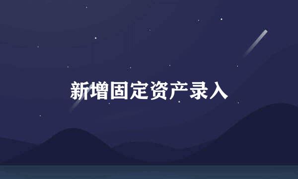 新增固定资产录入
