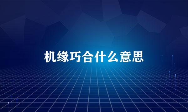 机缘巧合什么意思