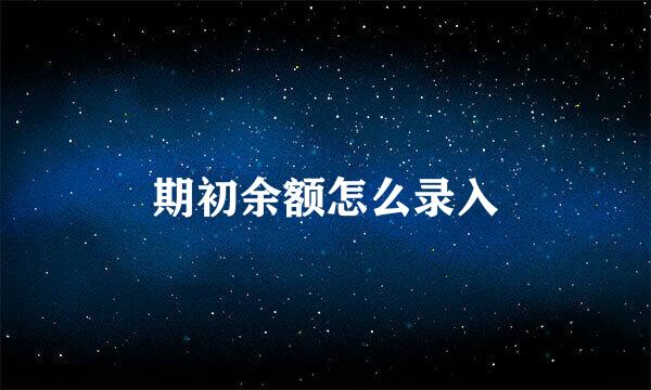 期初余额怎么录入