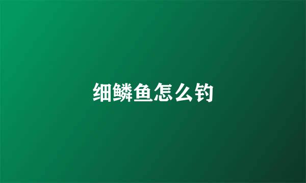 细鳞鱼怎么钓