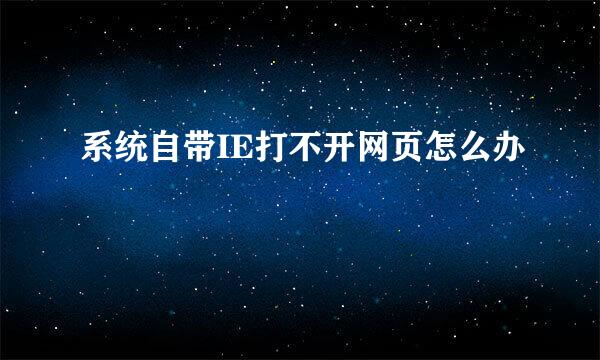 系统自带IE打不开网页怎么办