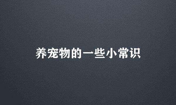 养宠物的一些小常识
