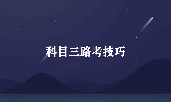 科目三路考技巧