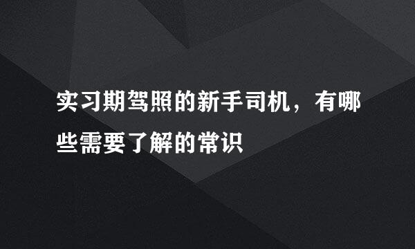 实习期驾照的新手司机，有哪些需要了解的常识