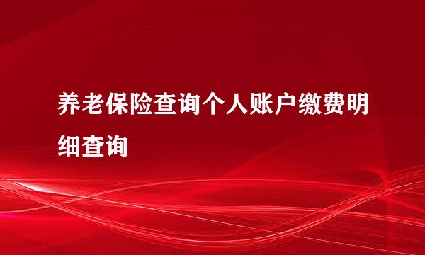 养老保险查询个人账户缴费明细查询