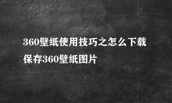 360壁纸使用技巧之怎么下载保存360壁纸图片