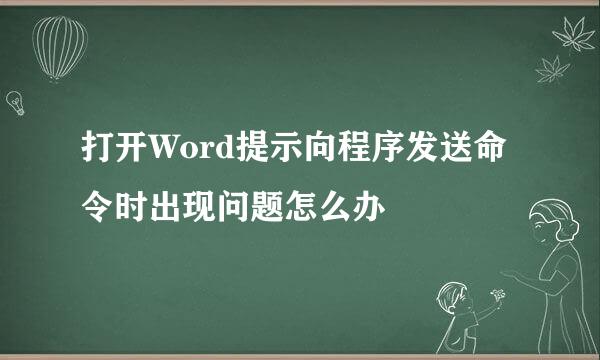 打开Word提示向程序发送命令时出现问题怎么办