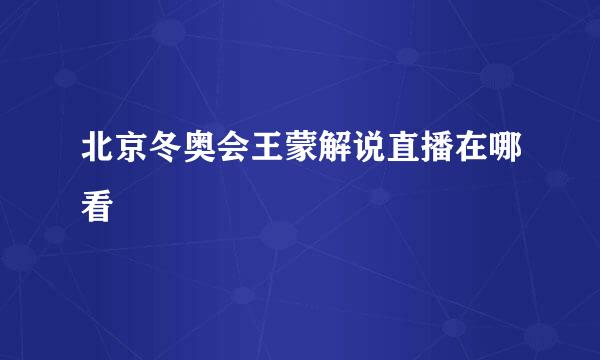 北京冬奥会王蒙解说直播在哪看