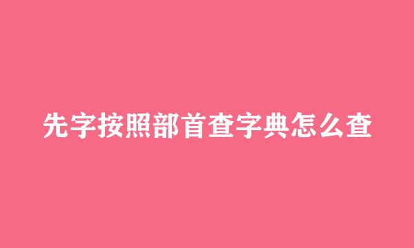 先字按照部首查字典怎么查