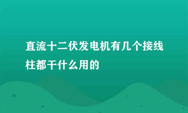 直流十二伏发电机有几个接线柱都干什么用的