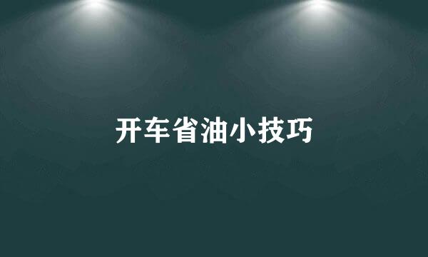 开车省油小技巧