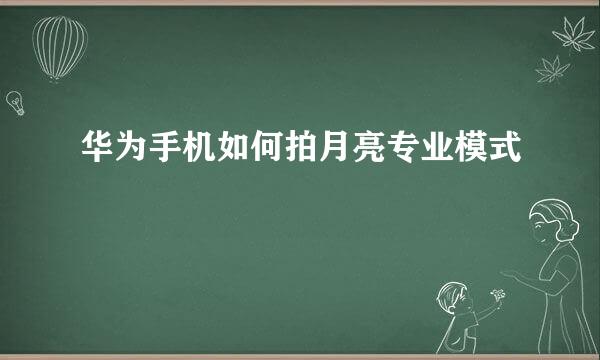 华为手机如何拍月亮专业模式