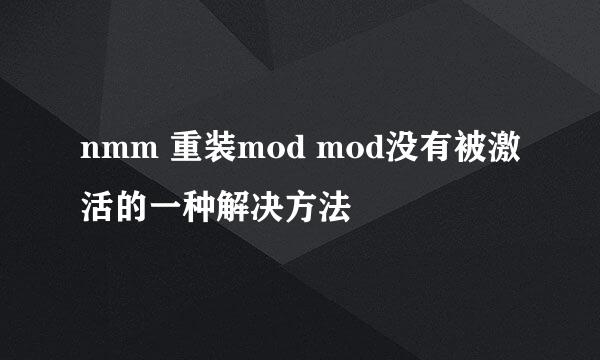 nmm 重装mod mod没有被激活的一种解决方法