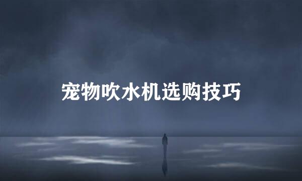 宠物吹水机选购技巧