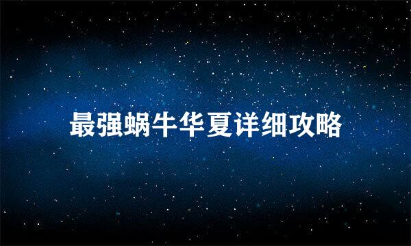 最强蜗牛华夏详细攻略