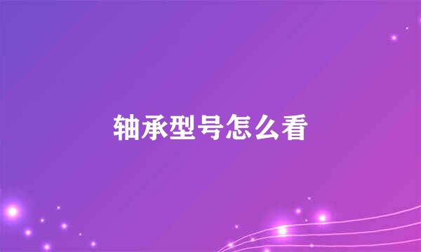 轴承型号怎么看