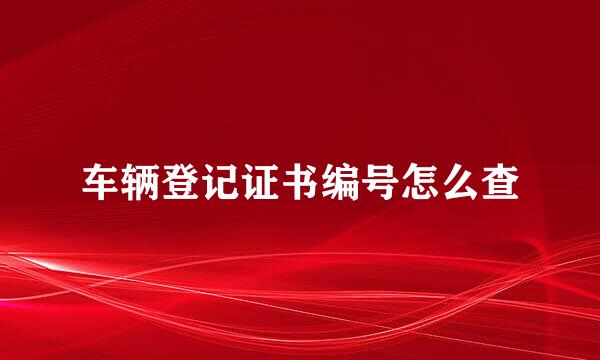 车辆登记证书编号怎么查