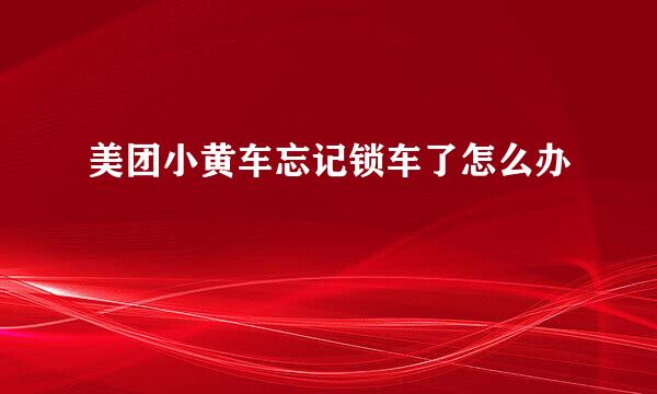 美团小黄车忘记锁车了怎么办