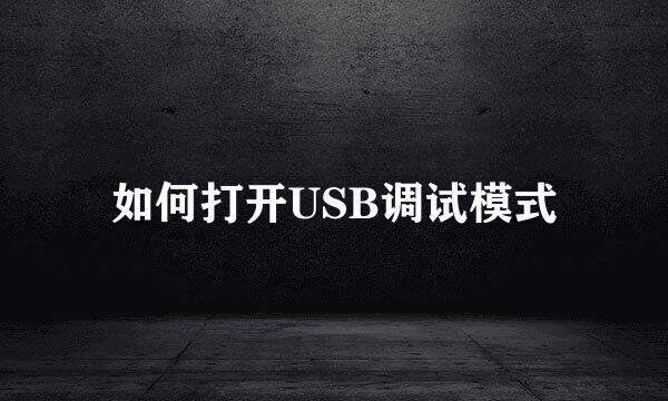 如何打开USB调试模式