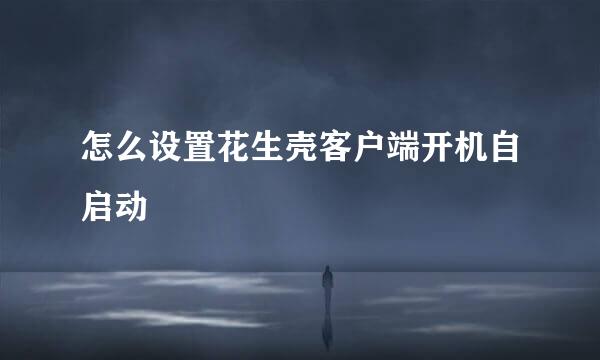 怎么设置花生壳客户端开机自启动