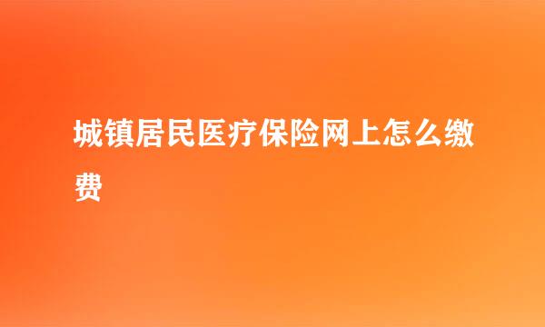 城镇居民医疗保险网上怎么缴费
