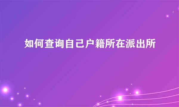 如何查询自己户籍所在派出所