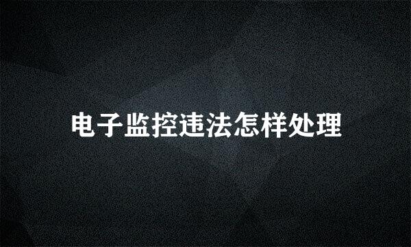 电子监控违法怎样处理
