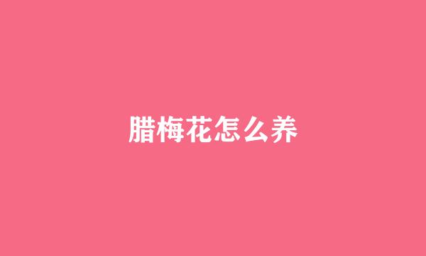 腊梅花怎么养