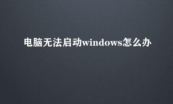 电脑无法启动windows怎么办