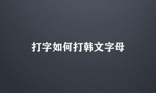 打字如何打韩文字母