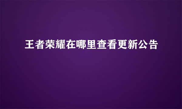 王者荣耀在哪里查看更新公告