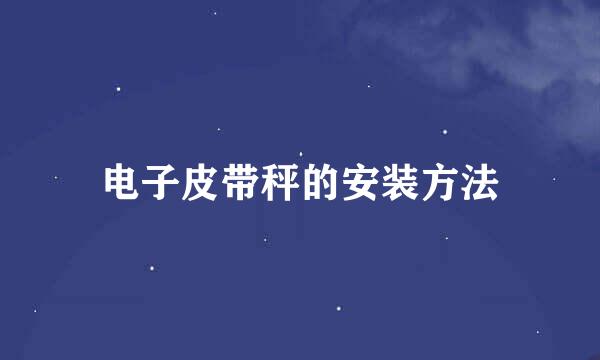 电子皮带秤的安装方法