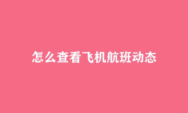 怎么查看飞机航班动态