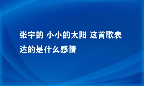 张宇的 小小的太阳 这首歌表达的是什么感情