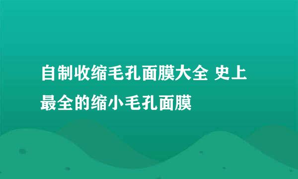 自制收缩毛孔面膜大全 史上最全的缩小毛孔面膜