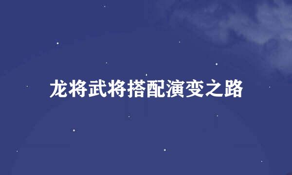 龙将武将搭配演变之路