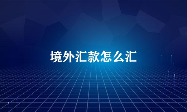 境外汇款怎么汇