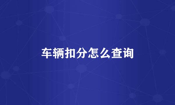 车辆扣分怎么查询