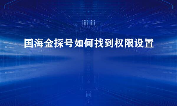 国海金探号如何找到权限设置