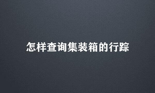 怎样查询集装箱的行踪
