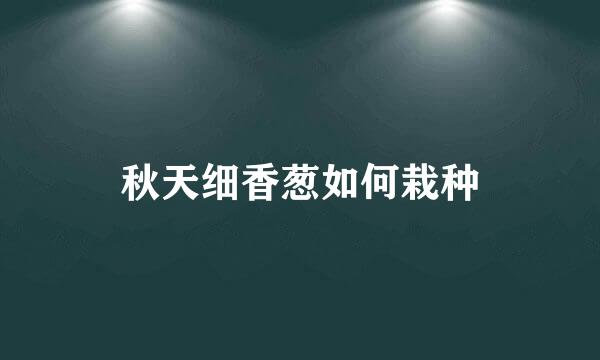 秋天细香葱如何栽种