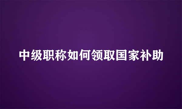 中级职称如何领取国家补助