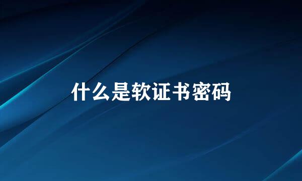 什么是软证书密码