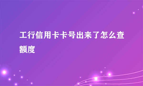 工行信用卡卡号出来了怎么查额度