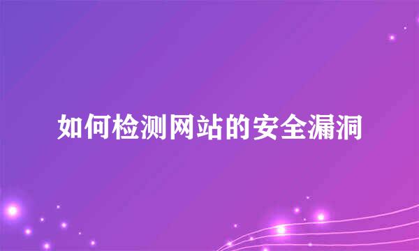 如何检测网站的安全漏洞