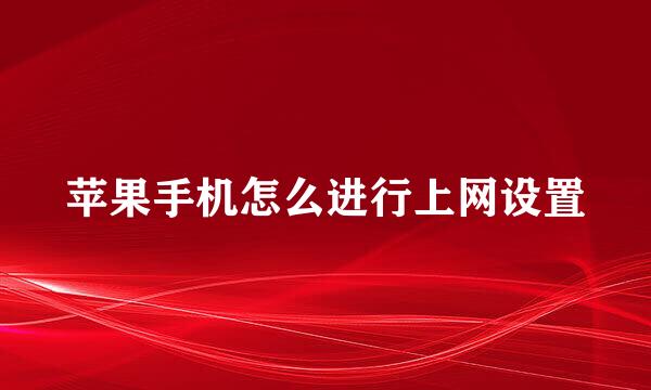 苹果手机怎么进行上网设置