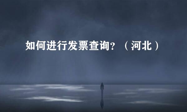 如何进行发票查询？（河北）